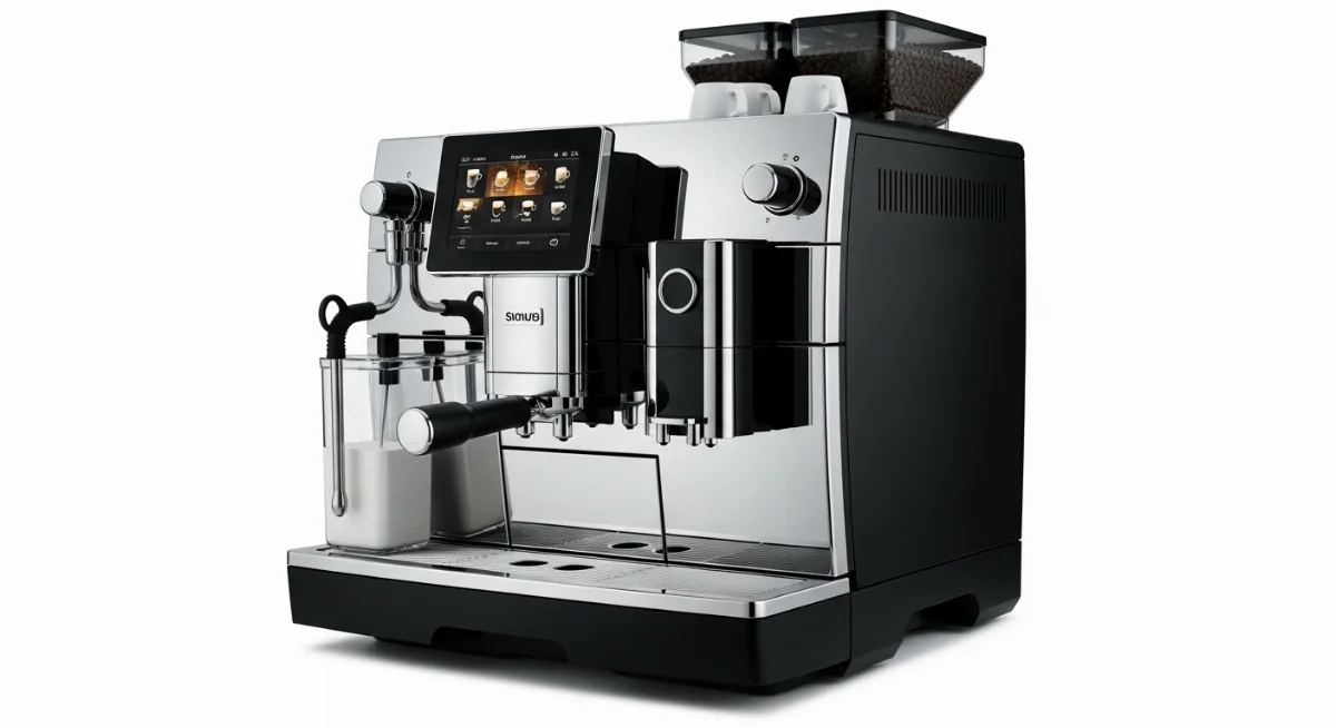 Hình ảnh một máy pha cà phê cũ đang được kiểm tra kỹ lưỡng trước khi mua