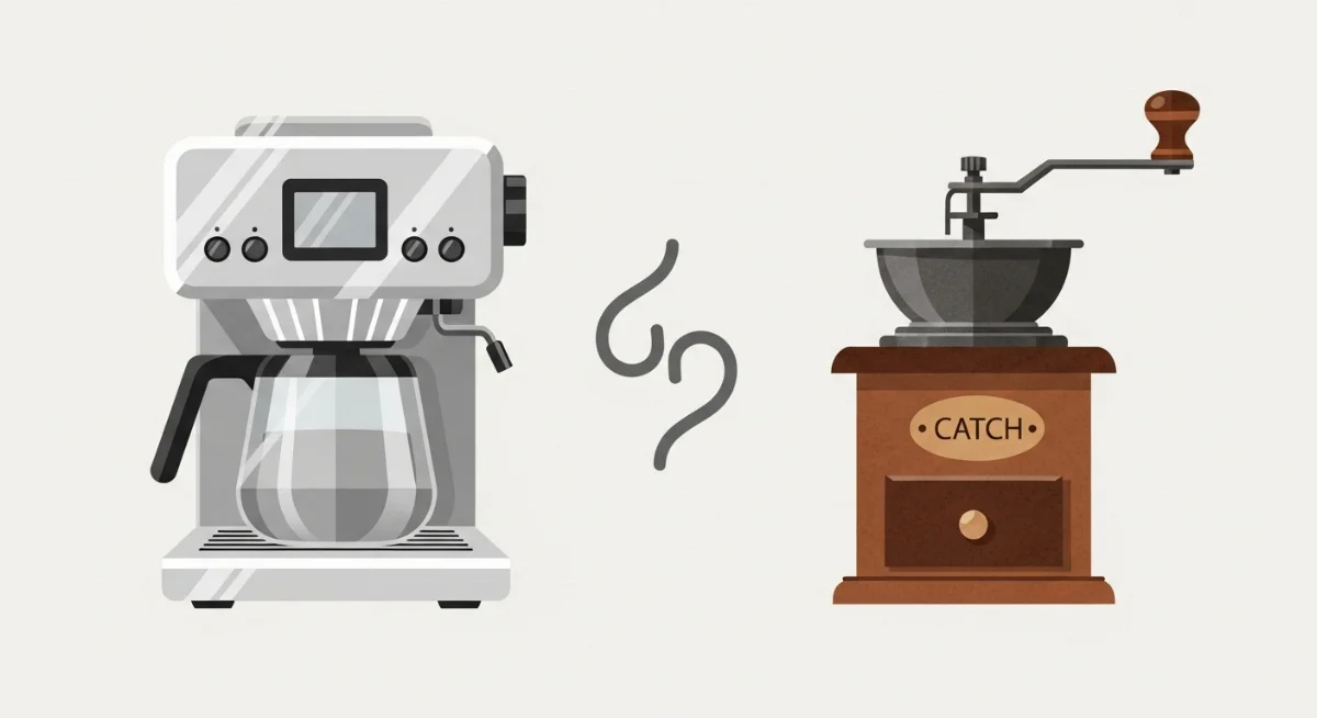 Một máy pha cà phê mới tinh với thiết kế hiện đại và sang trọng