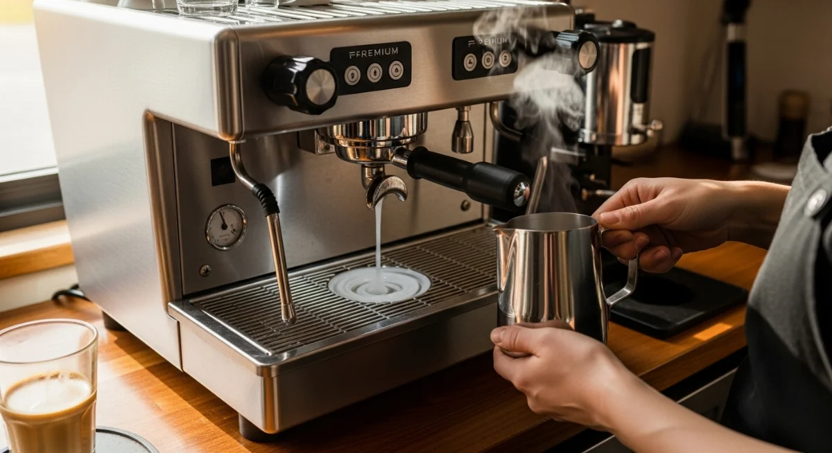 Hình ảnh máy pha cà phê chuyên nghiệp cho quán đông khách