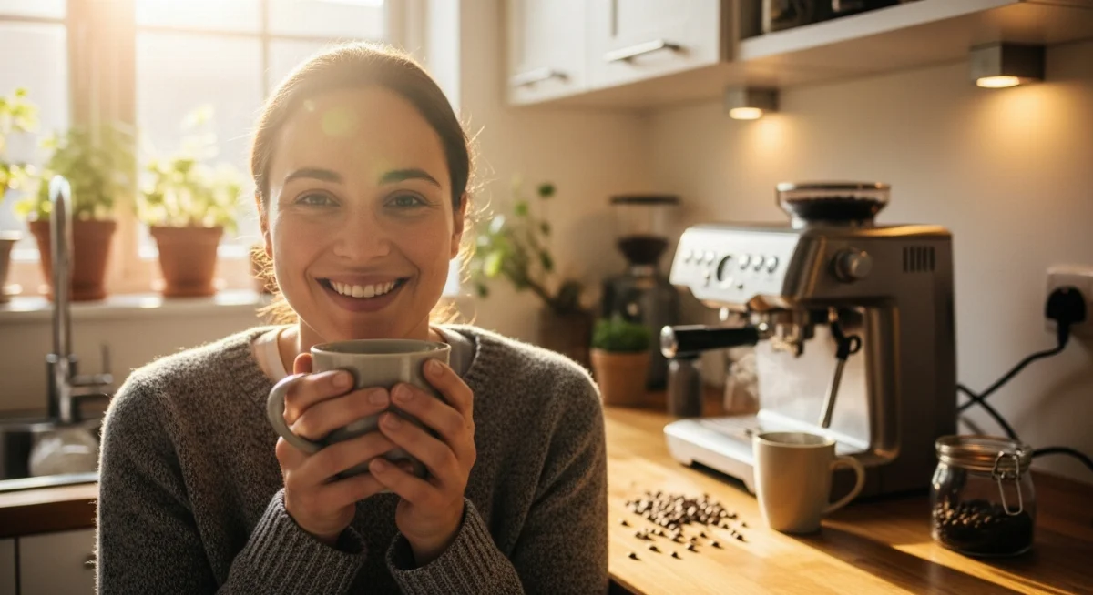 Một kỹ thuật viên đang kiểm tra và bảo trì máy pha cà phê cũ