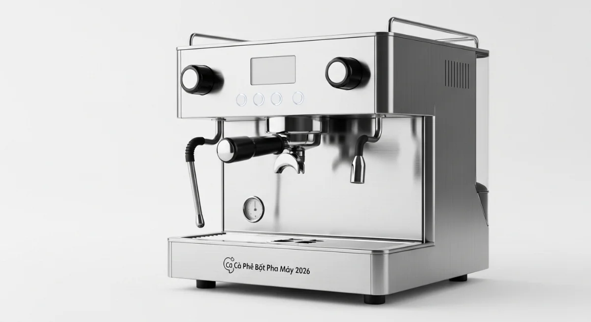 Barista đang pha cà phê espresso bột cho khách tại quán