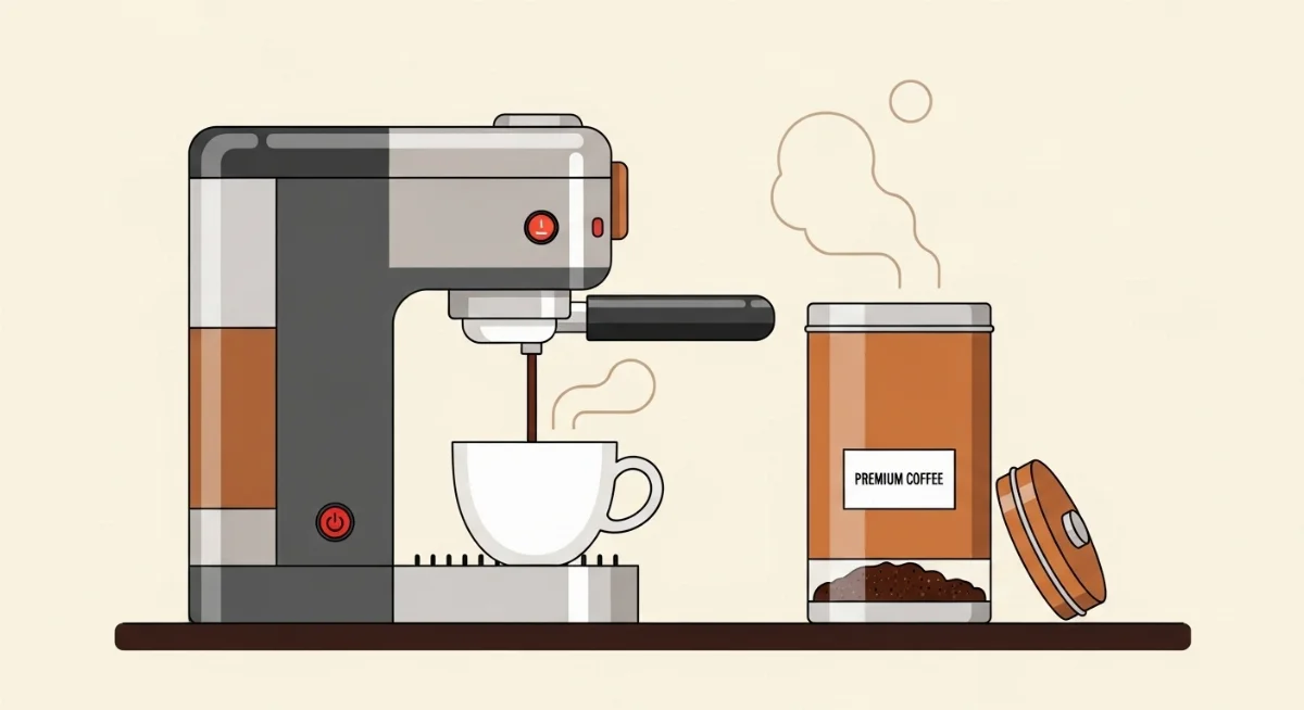 Người dùng đang pha cà phê espresso tại nhà với máy pha cà phê tự động