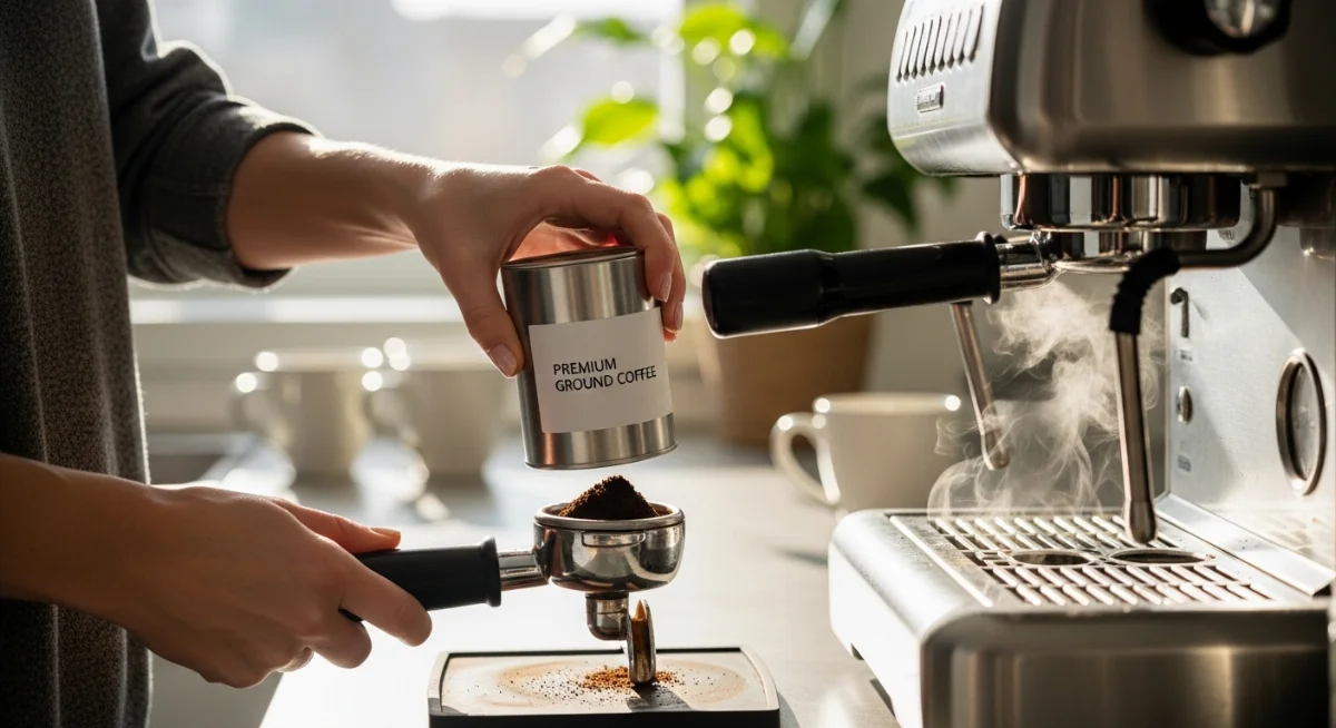 Một gia đình đang thưởng thức cà phê thơm ngon được pha từ máy pha cà phê tại nhà