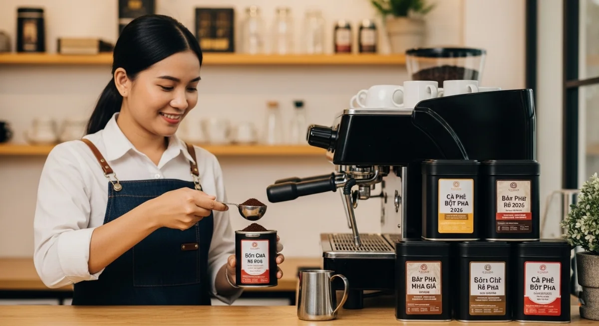 Máy pha cà phê hiện đại pha ra ly cà phê bột pha máy giá rẻ đậm đà