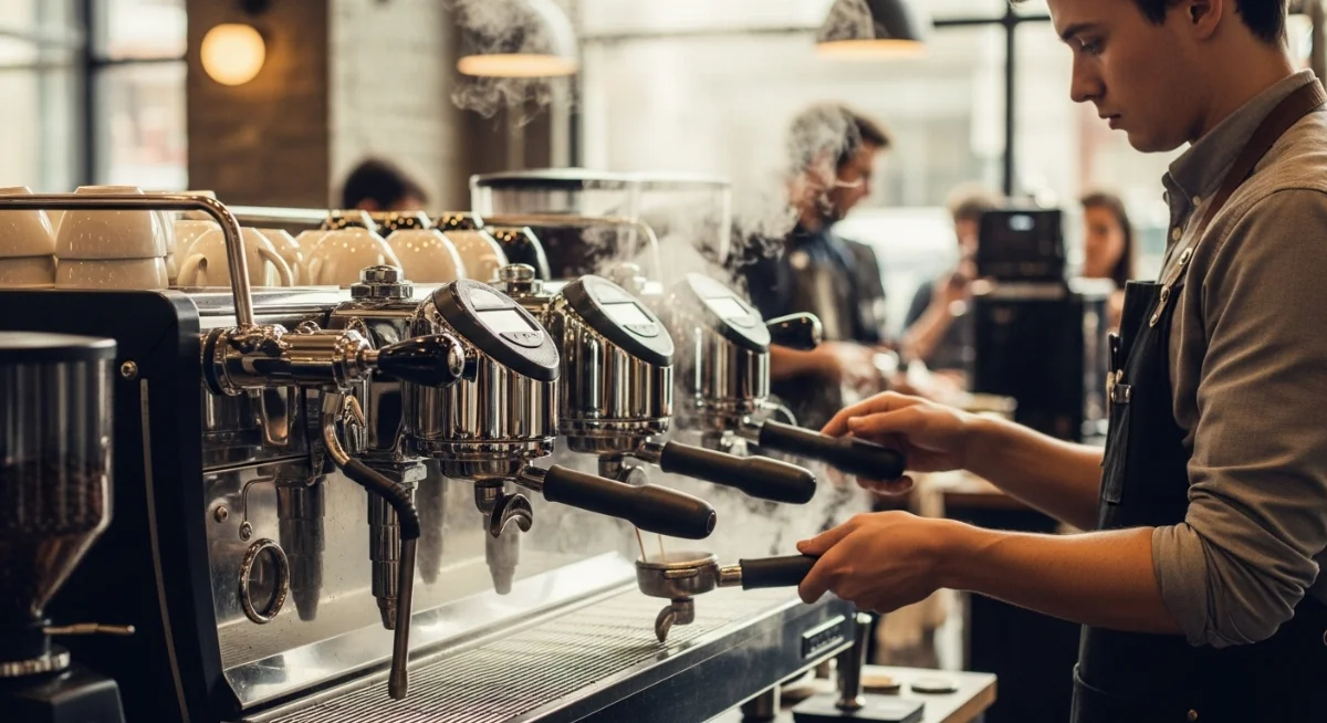 Máy pha cà phê công suất lớn phục vụ liên tục cho quán đông khách