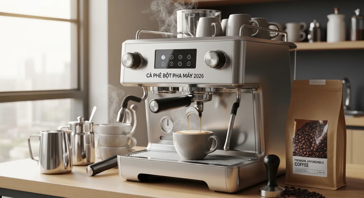 Ly cà phê espresso bột pha máy thơm ngon tại quán